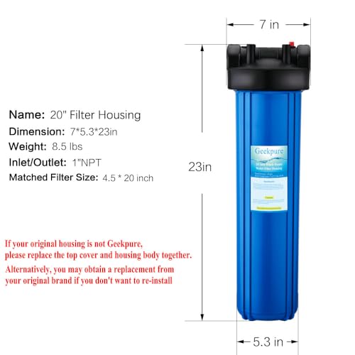 20 Inch Whole House Water Filter Housing