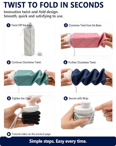 Collapsible Water Bottles 21oz (2 Count)