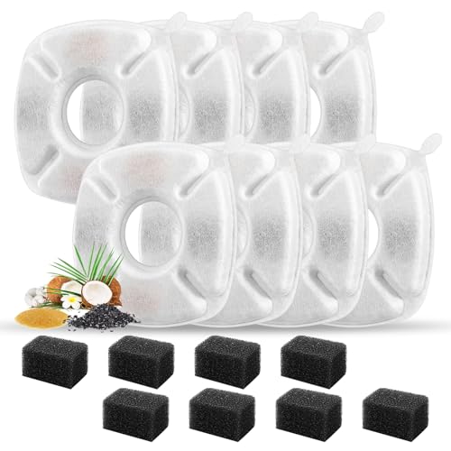 16 Pcs Cat Fountain Replacement Filters 8 Pack Cat Water Fountain Replacement Filters with 8 Pack Pre (16 Count)