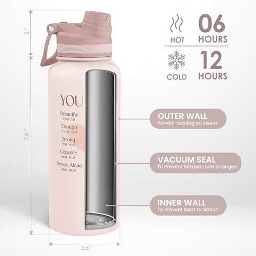 Christian Stainless Steel Water Bottle with Strap 32oz