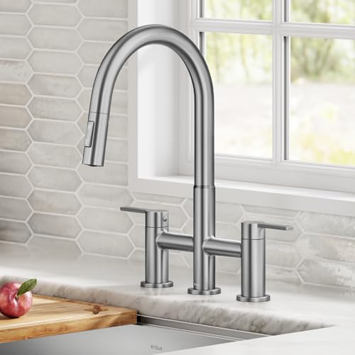 Oletto Bridge Kitchen Faucet with Pull