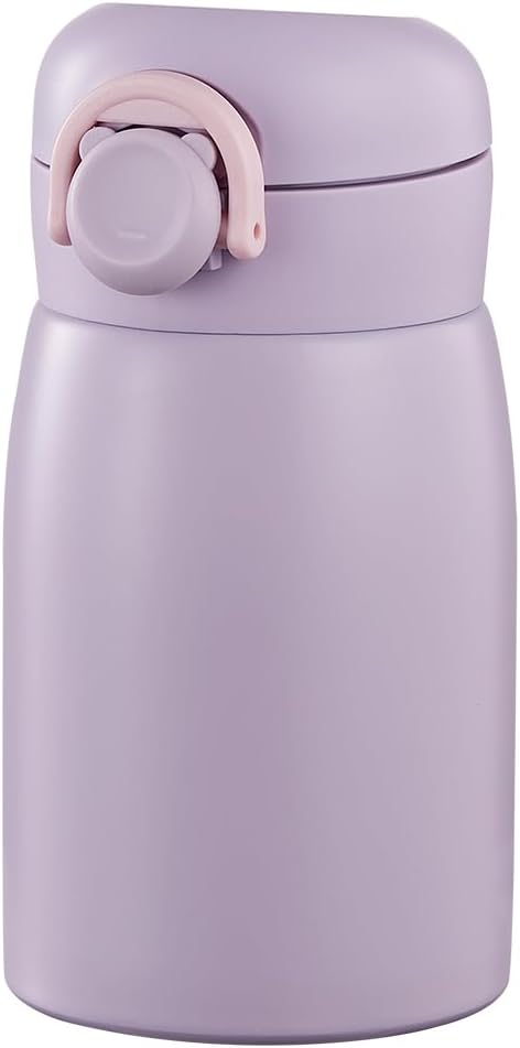 9 oz Mini Water Bottle Small Stainless Steel Thermos - Insulated Vacuum, Leak Proof, Keeps Drinks Hot/Cold - Ideal for Coffee, beverage, Water - Purple