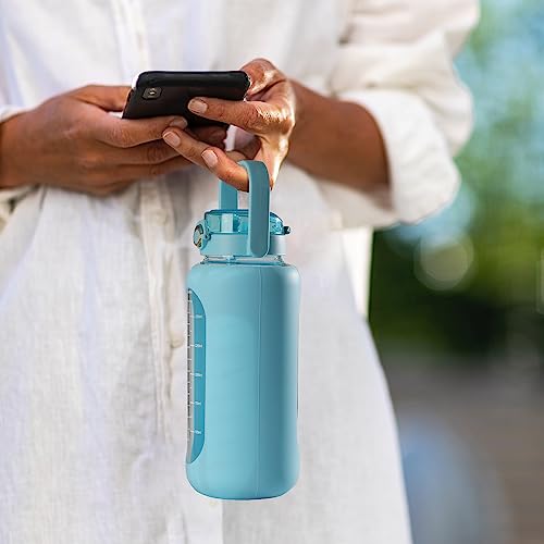 64 oz Glass Water Bottle with 2