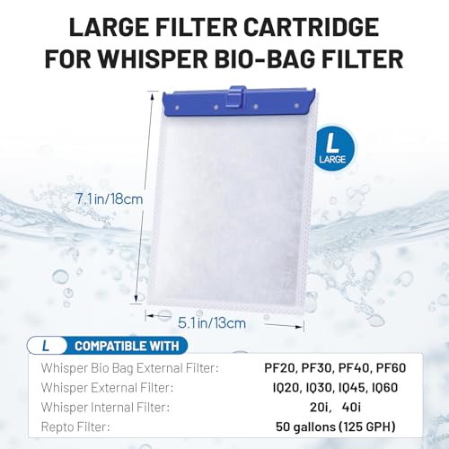 10 Count Large Filter Cartridges Compatible with Whisper Bio Bag Filters