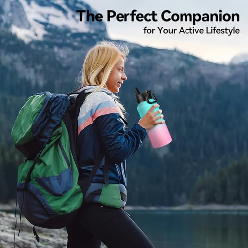 32 oz Insulated Water Bottles with 2 Lids (2 Count)