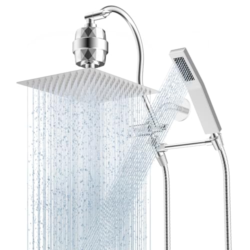 All Metal 12'' Filtered Rainfall Shower Head Combo