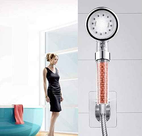 PRUGNA LED Shower Head with Hose and Shower Arm Bracket, High-Pressure Filter Handheld Shower for Repair Dry Skin and Hair Loss - Color Changes with Water Temperature