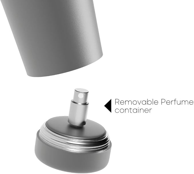 Sip & Scent 2-in-1 Smart Design 30 oz Insulated Water Bottle with Straw and Spout Lids and Refillable Perfume Container – 3-Layer Copper-Core, Leak-Proof Stainless Steel Water Bottle (Gray)