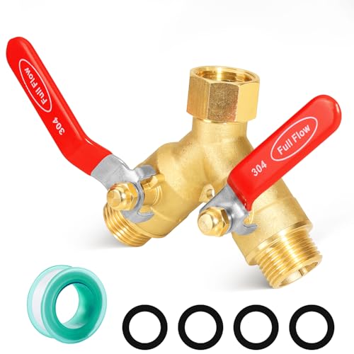 2 Way Hose Splitter Heavy Duty Brass Y Valve Garden Faucet 1 Pack