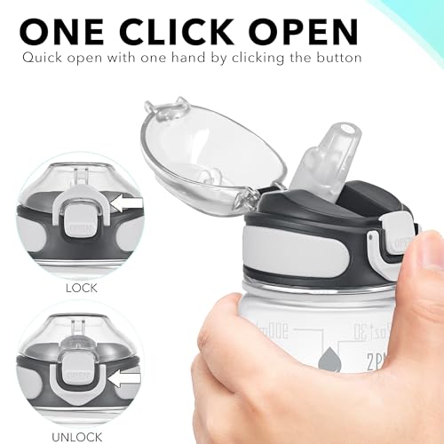 32 oz Water Bottle with Times to Drink and Straw