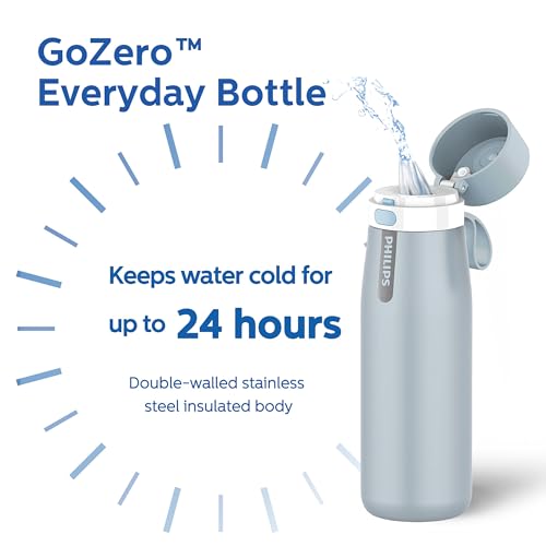 Filtered Water Bottle Stainless Steel Travel Keeps Cold 18.6oz Blue
