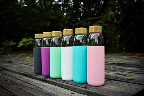 18 Oz Borosilicate Glass Water Bottles with Bamboo Lid