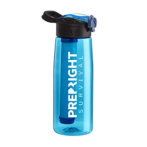 Survival - 4-Stage Water Filter Bottle, BPA-Free Water Bottle for Survival Gear, Camping, and Travel, Teal