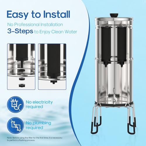 3 Stage Gravity Water Filter System with Water Level Window