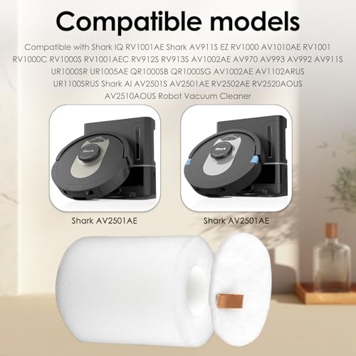 8 Sets) Replacement Foam Filters (3.7" High) Compatible With Shark AV2501S AV2501AE RV2520AOUS UR1005AE R101AE RV1001AE AV912S RV1000 AV970 AV993 AV1002AE Robotic Vacuum Cleaner, Replace #106KY1000AE (8 Count)