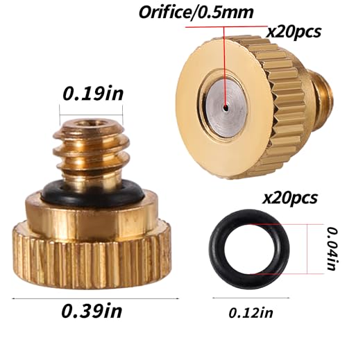 20 Pack Brass Misting Nozzles 10 (40 Count)