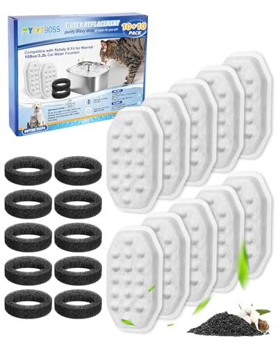 10 Set Cat Fountain Filter Replacement Fit for Neareal 108oz (20 Count)