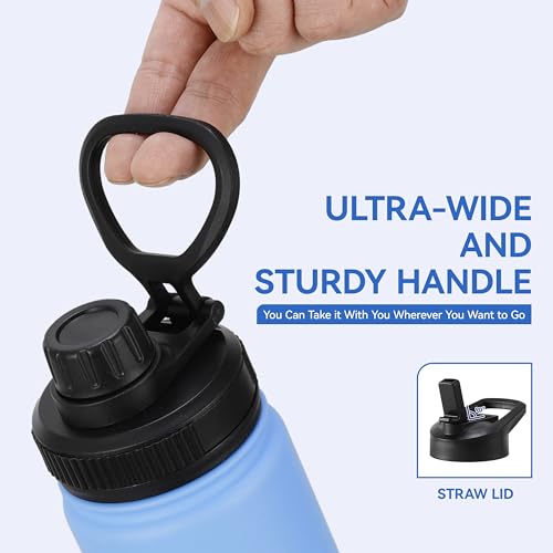 16 oz Water Bottle for School Stainless Steel Double Wall Vacuum Insulated Water Bottle with Straw lids & Spout Lid