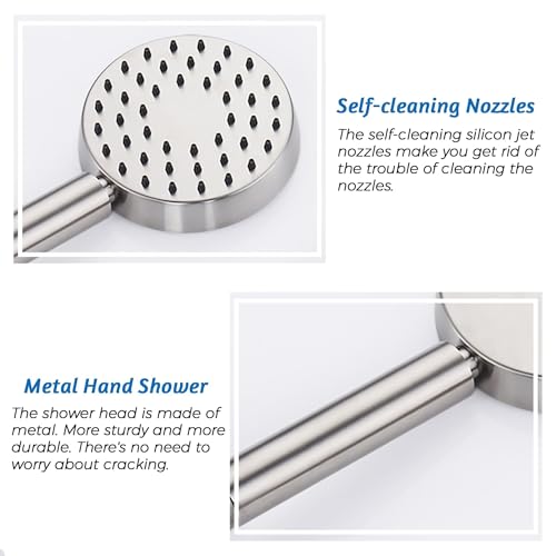 All Metal Handheld Shower Head with Shut Off Valve & Long Hose
