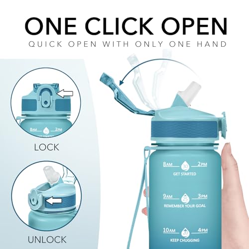 Plastic Water Bottle With Straw & Time Marker