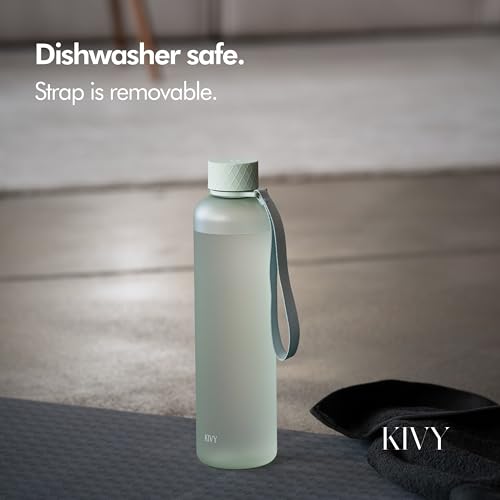 Slim Water Bottle 32oz [Lightweight & Shatterproof] Fits Backpack & Cupholder for Travel