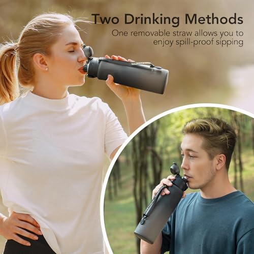 Collapsible Water Bottles with Straw for International Travel