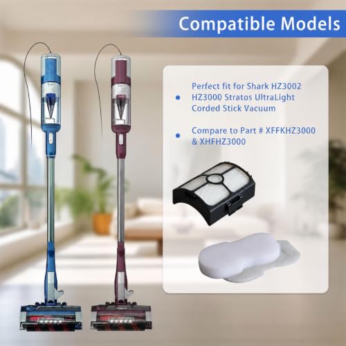 10PCS Filter Replacements Compatible for Shark HZ3002 HZ3000 Stratos Odor Neutralizer Cartridge Kit Includes 2 HEPA + 4 Foam + 4 Odor Neutralizer