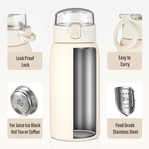 Insulated Water Bottle 12 oz with Dustproof Lid
