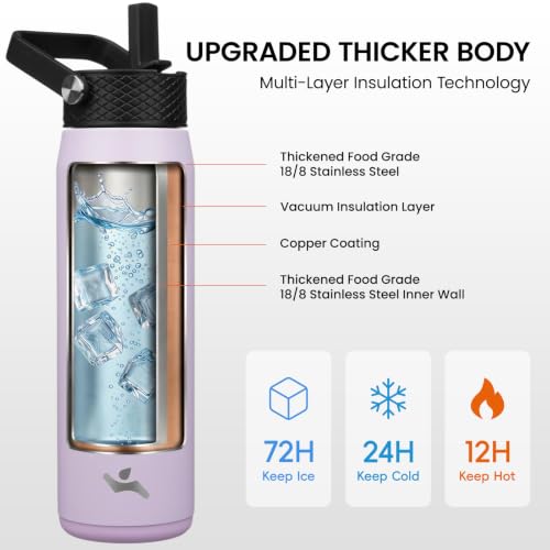 25 oz Insulated Stainless Steel Water Bottle with 3 Lids