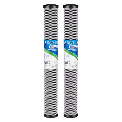 5 Micron 20" x 2.5" Whole House CTO Carbon Sediment Water Filter Cartridge Compatible with C1 (2 Count)