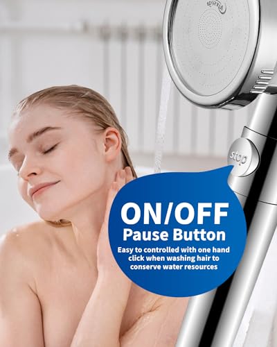 Filtered Shower Head for Hard Water with Stop
