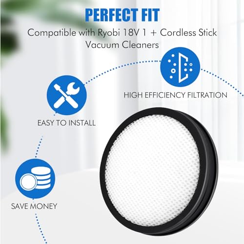 3 Pcs Washable Filter for Ryobi 18V ONE + PCL720 (3 Count)