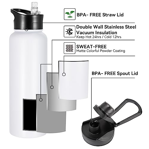 40 oz Insulated Water Bottle with Straw