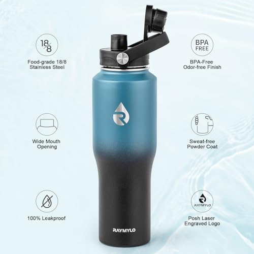 40 oz Insulated Water Bottle with Straw fit in Car Cup Holder
