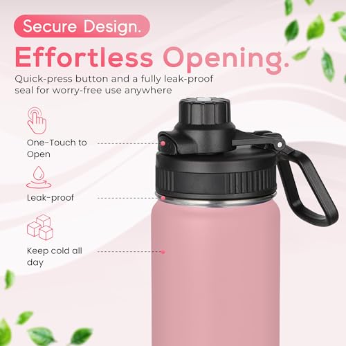 Y TOP 18 oz Insulated Water Bottle Leak Proof Spout Lid Fits in Car Cup Holder