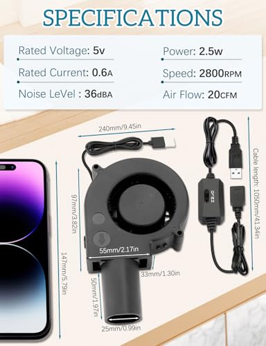 USB Blower Fan 97mm x 33mm 5V Cooling