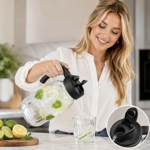New Updated Glass Pitchers with Lid (2 Count)