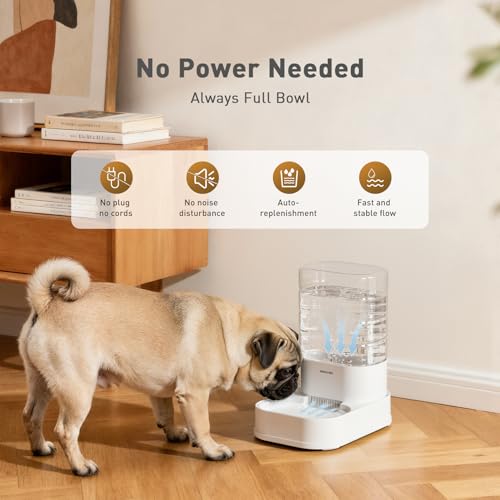Gravity Dog Water Bowl Dispenser with 6 pcs Filters 1 Gallon (1060 Gram)