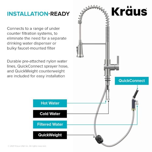 Britt 2-in-1 Commercial Style Pull-Down Single Handle Water Filter Kitchen Faucet for Reverse Osmosis or Water Filtration System in Spot Free Stainless Steel, KFF-1691SFS