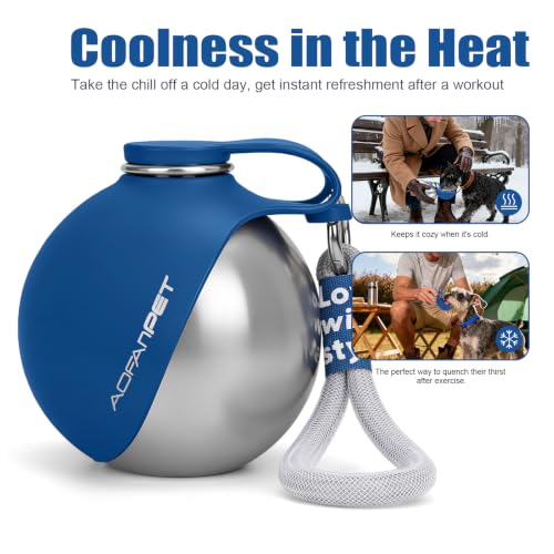 Portable Dog Water Bottle 10oz Stainless Steel Travel Dog Water Dispenser with Bowl No