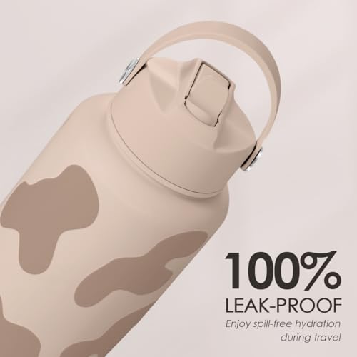 Cow Print Water Bottle 32oz Stainless Steel with Lid
