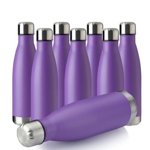 17oz Sport Water Bottle 8 Pack Vacuum Insulated Stainless Steel Leak (8 Count)