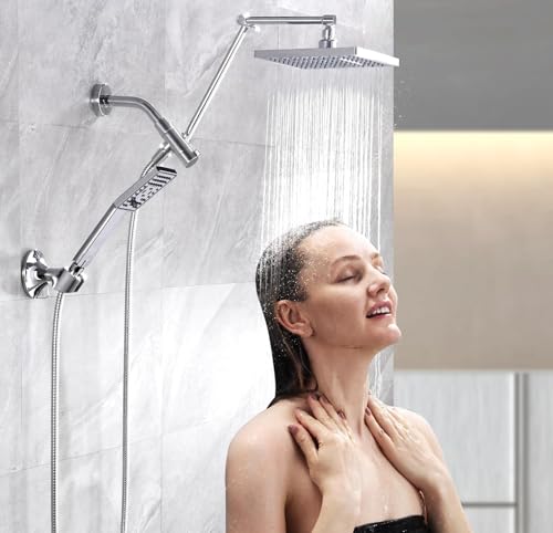 High Pressure Rain Shower Head Combo with Double Extension Arm