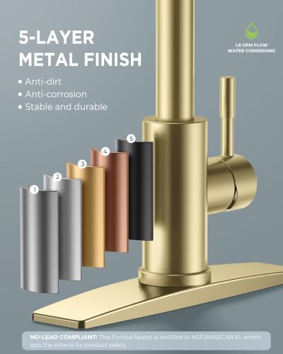Gold Kitchen Faucet with Soap Dispenser