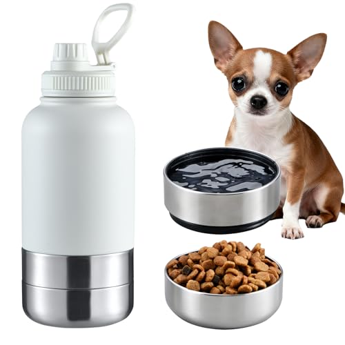 Insulated Dog Water Bottle 32oz Keep Water Cool with 2 Bowls