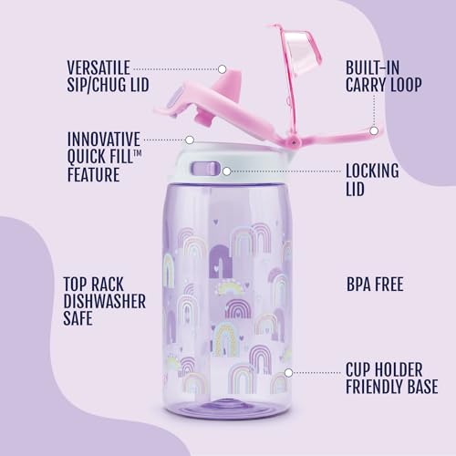 Kids Pop & Fill 16oz Tritan Plastic Water Bottle with Quick Fill Technology