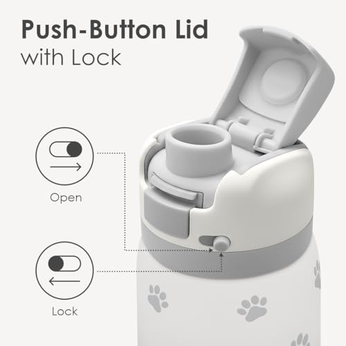 Paw Print Insulated Stainless Steel Water Bottle with Straw for Sports and Travel
