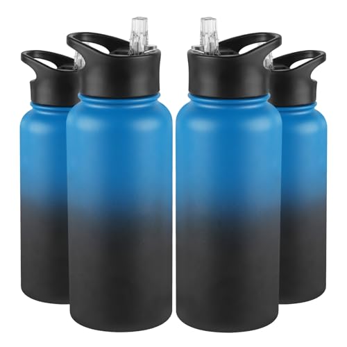 32 Oz Insulated Water Bottle Bulk 4 Pack (4 Count)