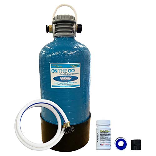 OTG4-VM-DBLSOFT Portable Compact Double Standard 16,000 Grain Water Softener with Drinking Water Safe Brass Fittings (NOT made in China, assembled by U.S. Workers in Indiana