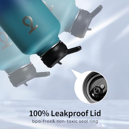 64 oz Water Bottle Stainless Steel with 3 Lids